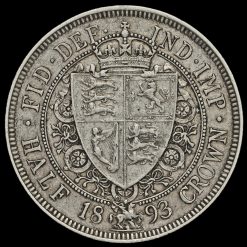 1893 Queen Victoria Veiled Head Silver Half Crown Reverse
