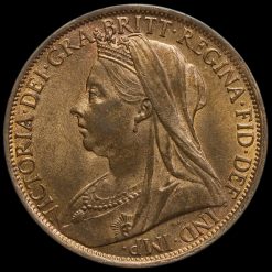 1895 Queen Victoria Veiled Head Penny Obverse