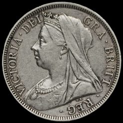 1899 Queen Victoria Veiled Head Silver Half Crown Obverse