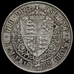 1899 Queen Victoria Veiled Head Silver Half Crown Reverse