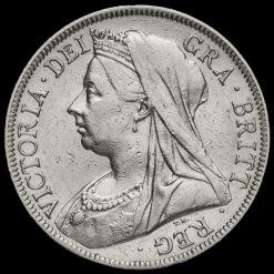 1899 Queen Victoria Veiled Head Silver Half Crown Obverse