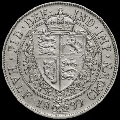 1899 Queen Victoria Veiled Head Silver Half Crown Reverse