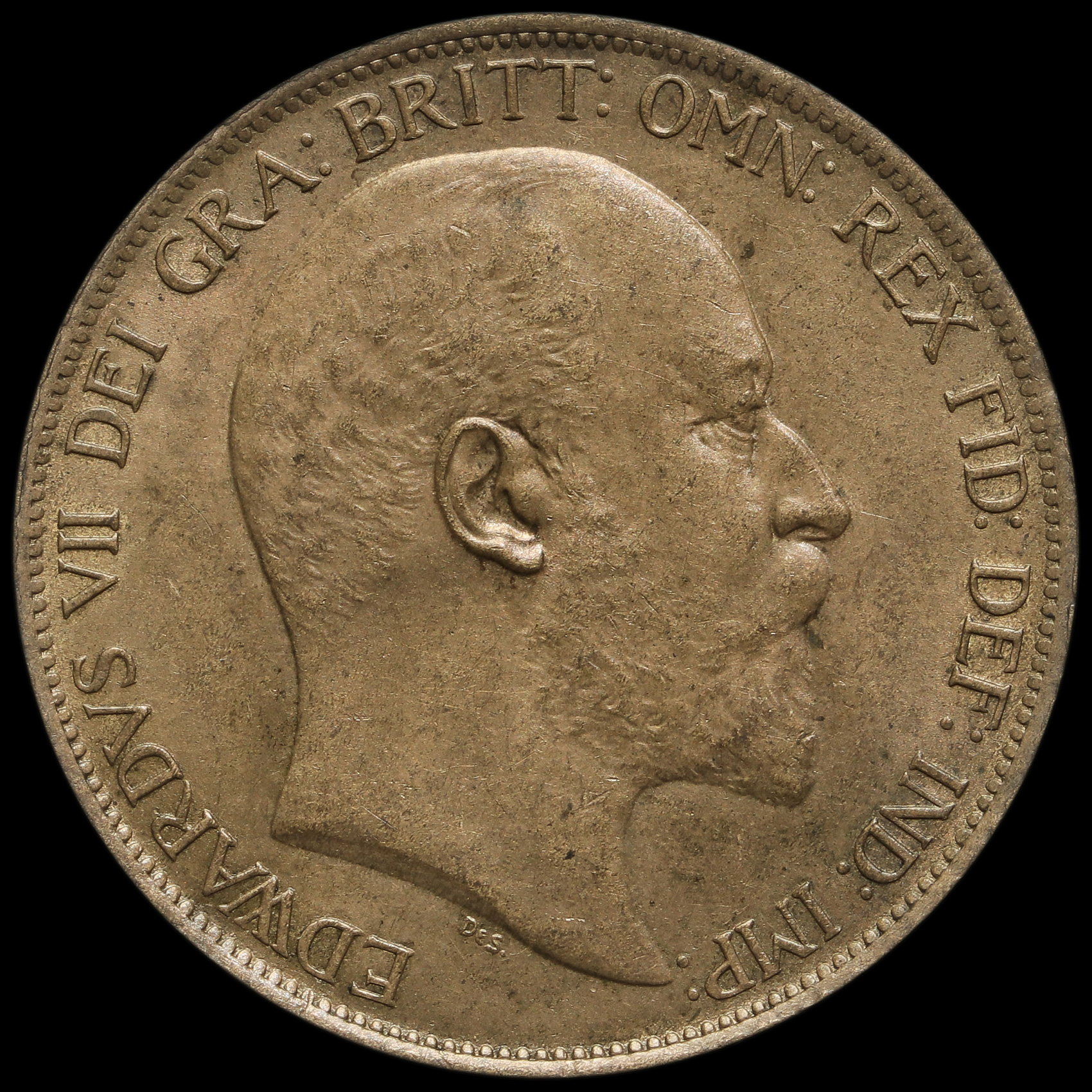 1902 Edward VII Low Tide Penny, UNC