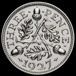 1927 George V Silver Proof Threepence Reverse
