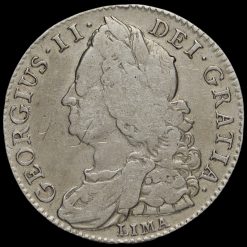 1745 George II Early Milled Silver Lima Half Crown Obverse