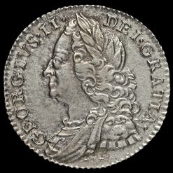 1758 George II Early Milled Silver Sixpence Obverse