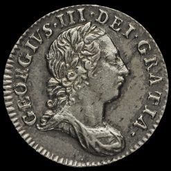 1763 George III Early Milled Silver Threepence Obverse