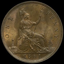 1861 Queen Victoria Bun Head Penny Reverse