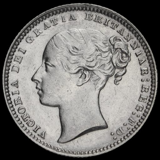 1875 Queen Victoria Young Head Silver Shilling Obverse