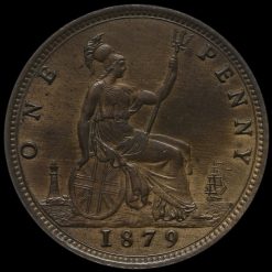 1879 Queen Victoria Bun Head Penny Reverse
