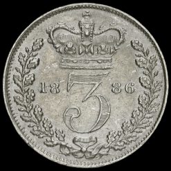 1886 Queen Victoria Young Head Silver Threepence Reverse