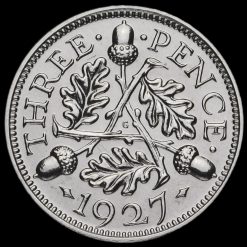 1927 George V Silver Proof Threepence Reverse