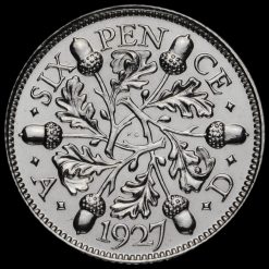 1927 George V Proof Silver Sixpence Reverse