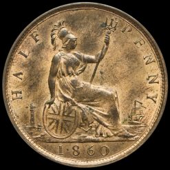 1860 Queen Victoria Bun Head Halfpenny Reverse