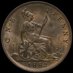 1882 H Queen Victoria Bun Head Penny Reverse