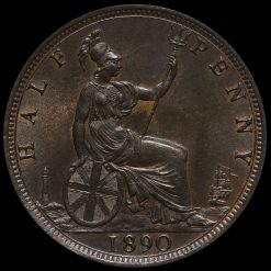 1890 Queen Victoria Bun Head Halfpenny Reverse