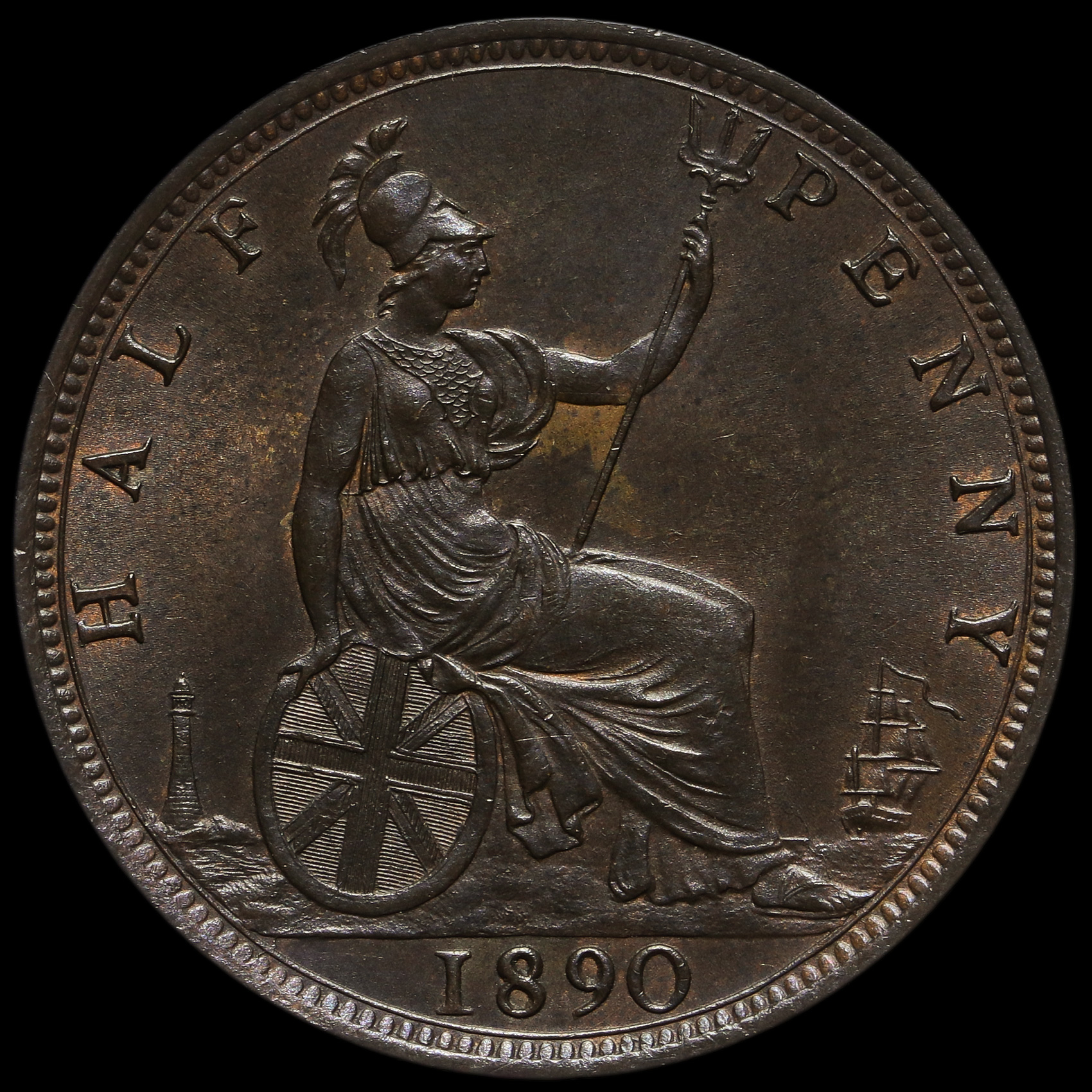 1890 Queen Victoria Bun Head Halfpenny