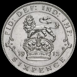 1913 George V Silver Sixpence Reverse