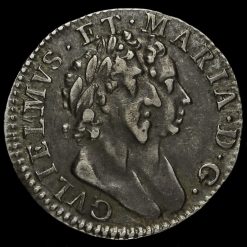 1689 William and Mary Early Milled Silver Maundy Threepence Obverse