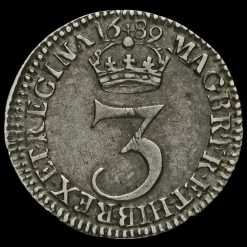 1689 William and Mary Early Milled Silver Maundy Threepence Reverse