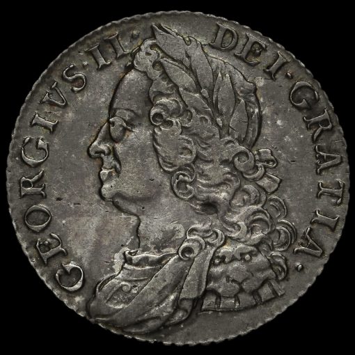 1758 George II Early Milled Silver Shilling Obverse