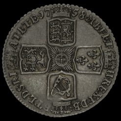 1758 George II Early Milled Silver Shilling Reverse