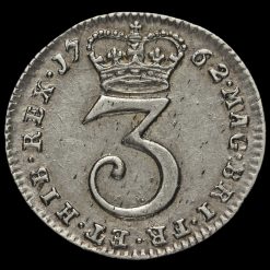 1762 George III Early Milled Silver Maundy Threepence Reverse