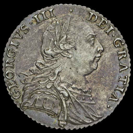 1787 George III Early Milled Silver Shilling Obverse