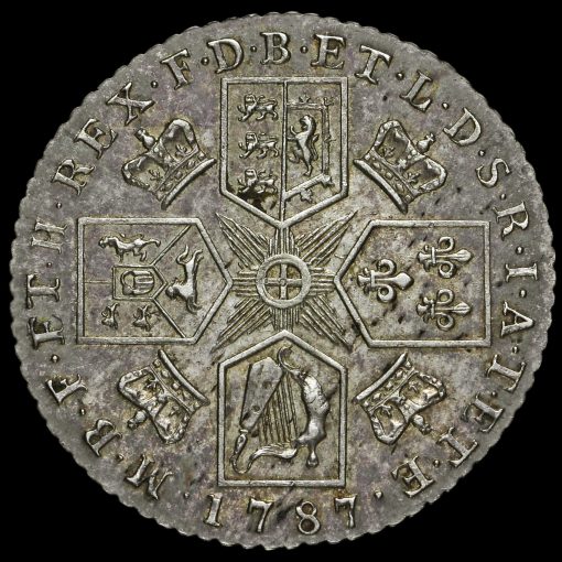 1787 George III Early Milled Silver Shilling Reverse