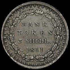 1811 George III Silver Three Shillings Bank Token Reverse