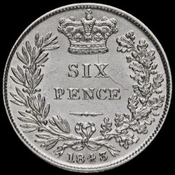 1843 Queen Victoria Young Head Silver Sixpence Reverse