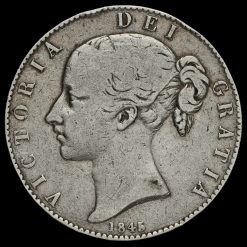 1845 Queen Victoria Young Head Silver Crown Obverse