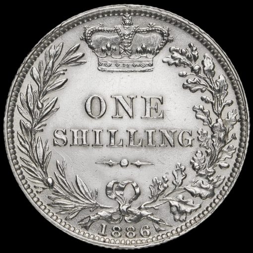 1886 Queen Victoria Young Head Silver Shilling Reverse