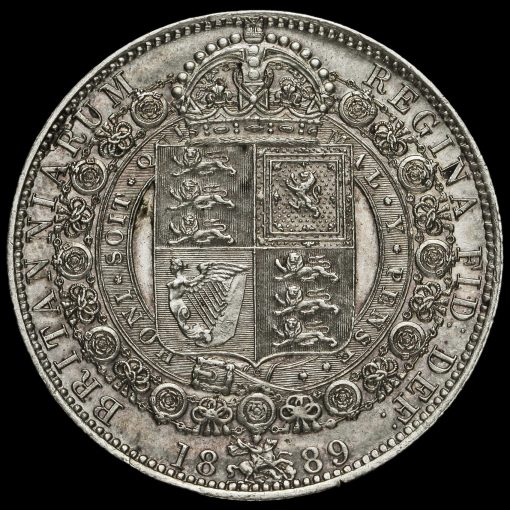 1889 Queen Victoria Jubilee Head Silver Half Crown Reverse