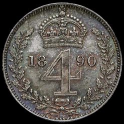 1890 Queen Victoria Jubilee Head Silver Maundy Fourpence Reverse