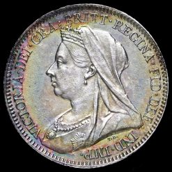 1893 Queen Victoria Veiled Head Silver Sixpence Obverse