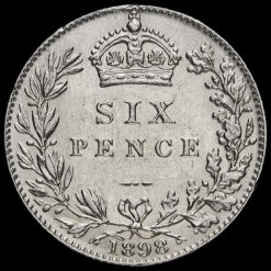 1898 Queen Victoria Veiled Head Silver Sixpence Reverse