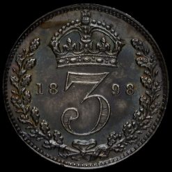 1898 Queen Victoria Veiled Head Silver Maundy Threepence Reverse
