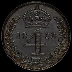 1898 Queen Victoria Veiled Head Silver Maundy Fourpence Reverse