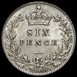 1900 Queen Victoria Veiled Head Silver Sixpence Reverse