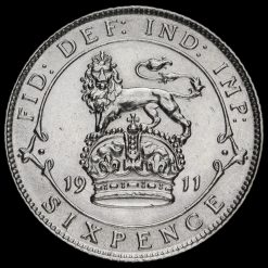 1911 George V Silver Sixpence Reverse