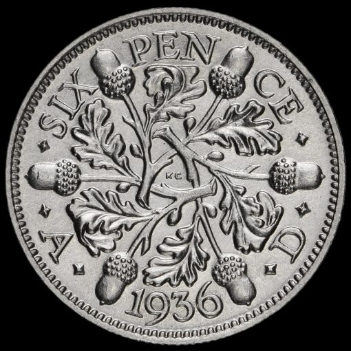 1936 George V Silver Sixpence Reverse