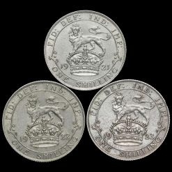 3 x George V Silver Shillings Reverses