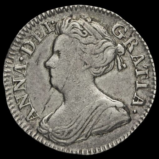 1708 Queen Anne Early Milled Silver Maundy Threepence Obverse