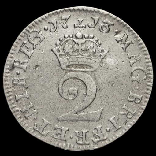 1713 Queen Anne Early Milled Silver Maundy Twopence Reverse