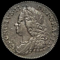 1757 George II Early Milled Silver Sixpence Obverse