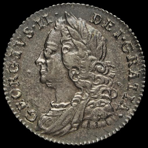 1757 George II Early Milled Silver Sixpence Obverse