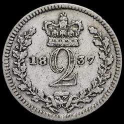 1837 William IV Milled Silver Maundy Twopence Reverse