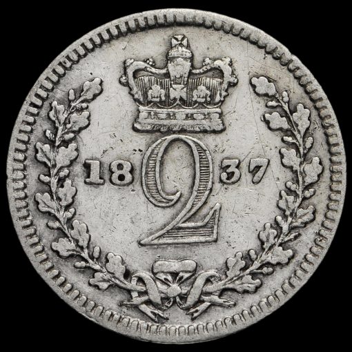 1837 William IV Milled Silver Maundy Twopence Reverse
