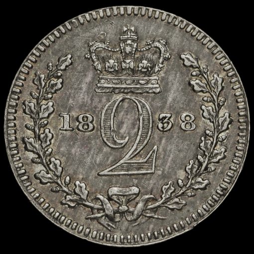 1838 Queen Victoria Young Head Maundy Twopence Reverse